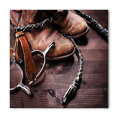 Ambesonne Western Bandana, Rustic Rodeo Cowboy, Unisex Head and Neck Tie