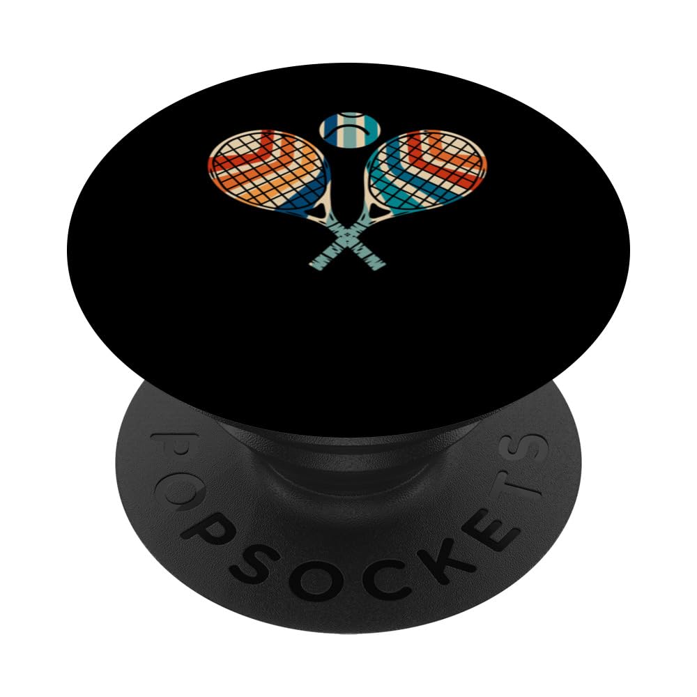 Tennis Racket Ball Retro Vintage Sports Player Coach Fan PopSockets Swappable PopGrip