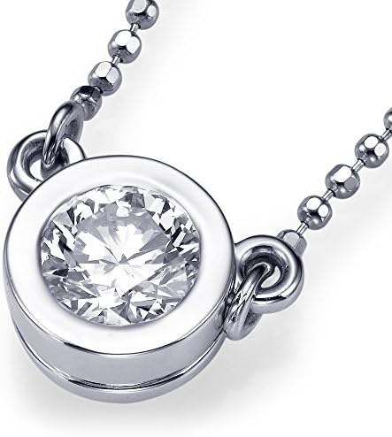 REAL 0.32 carat I SI1 Bezel Set Diamond Necklace Pendant White Gold 36540277