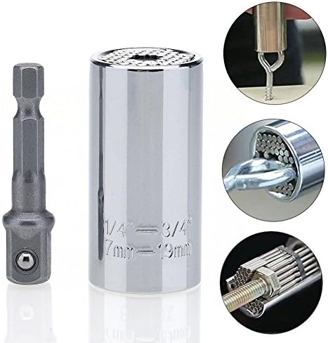 Set 2 Pieces 1/4"- 3/4" Gator Grip Universal Power Drill Adapter Socket Wrench Repair Tool