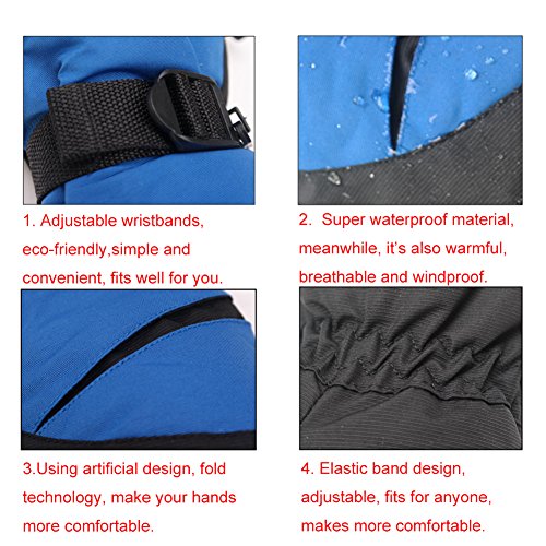 Winnerbe Ski Gloves Mens Waterproof Skiing Gloves Winter Cold Weather Windproof Ski Snowboard Gloves for Skiing,Snowboarding,Snowmobile,Motorcycle - Thumbnail 6