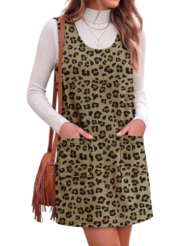 KISSMODA Dresses for Women Fall Corduroy Overall A Line Jumper Mini Dress at Amazon