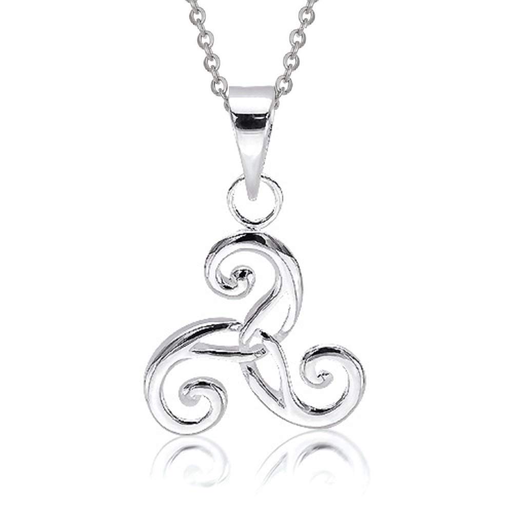 BellaMira Lifestyle Accessories Lovely Spiral Celtic Necklace and Earrings (as Chosen) Fine Sterling Silver Jewellery Gift Boxed (Triskele Necklace) — image 1