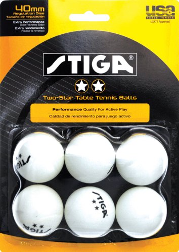 Stiga 2 Star Table Tennis Ball (6 Pack), White