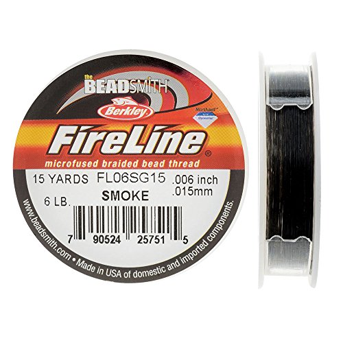 FireLine Braided Beading Thread, 6lb Test and 0.006" Thick, 15 Yard Mini Spool, Smoke Gray