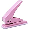 Single Hole Puncher of 20 Sheet Punch Capacity,1/4 Inch Hole Portable Handheld Paper Puncher with Non-Skid Base for Paper, Handcraft, Clipboard, DIY Art Project and Binder Inside Pages (Pink)
