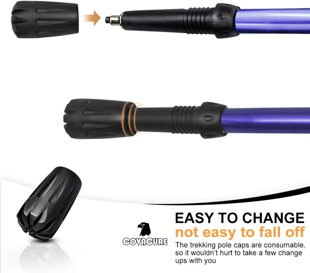 Covacure 8 Pack Rubber Trekking Hiking Poles Tips - Replacement Protectors Set for Walking Sticks Tips : Sports & Outdoors