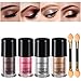 Glitter Eyeshadow, ETEREAUTY 4 Colors Glitter Powder Loose with Eyeshadow Brush