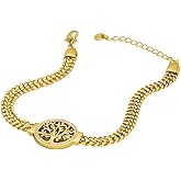 Isla & Wren Co. Elegant 14K Gold Plated Tree of Life Bracelet – Woven Chain, Crystal Accents, Adjustable Fit - Gift Quality Family Religious Mother's Gift Adjustable