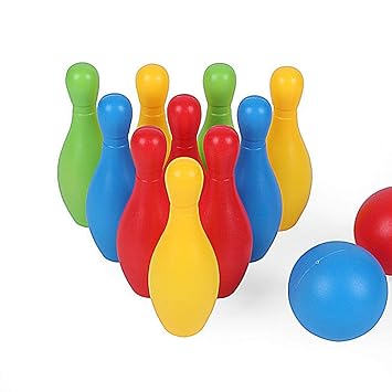 Yeldou Toy Bowling, Toys Bowling Game Set with 10 Pins + 2 Bowling Balls Toys for Ages 2 3 4 5 6 Years Old Toddler, Multi-Color Bowling Set Game for Indoors and Outdoors Sport Activities