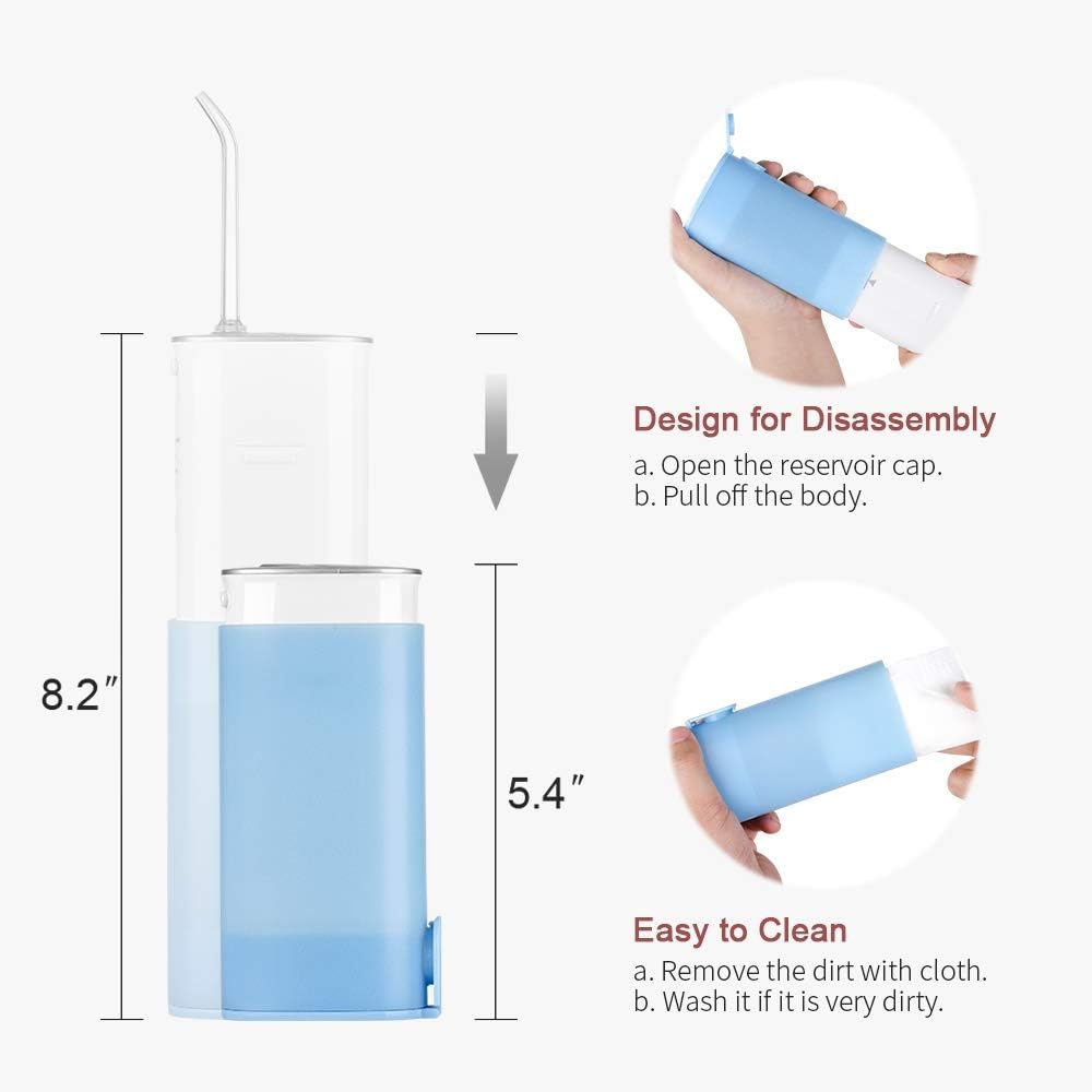 Cordless Water Flosser Teeth Cleaner - Professional Dental Water Flosser with Collapsible Reservoir and Tip Compartment, Portable Oral Irrigator for Travel and Home Use: Health & Personal Care