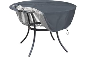 SELUGOVE Round Table Cover, Suitable for 48-Inch Diameter Patio Round Table, Grey Thick Anti-Tearing Double Layer Oxford Cloth,with Handle Easy to Wear and Take Off