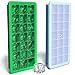 Vremi Silicone Plastic Lids BPA Free Ice Tray Set of 2 with 42 Small Square Cubes, Standard, Blue Green