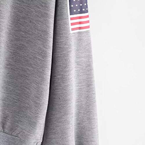 Sweatshirts for Teen Girls Hoodie,Women's Plus Activewear,Women's Hoodie Letter Flag Printed Sweatshirt Long Sleeve Pullover Tops Blouse,Gray,XL
