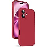 Supdeal Liquid Silicone Case for iPhone 16 - [Camera All-Round Protection] [Soft Microfiber Lining Anti-Scratch] 4 Layer Full Covered Shockproof Gel Rubber Phone Case Cover, 6.1", Red