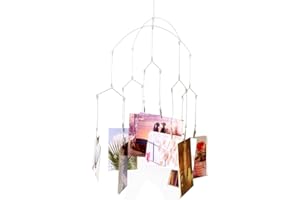 TFU Wind Chime Style Photo Clip Display, Metal Vertical Photo Hanging Display Clips Fan for Hanging Pictures Notes Memo Artworks Collage Dorm Kids Bedroom Decor (Silver, 10 Clips)
