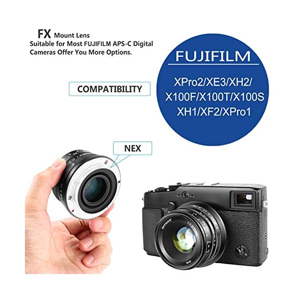 Neewer 25mm f / 1.8 Manueller Fokus haupt fixierte Objektiv für Fujifilm APS C Digital Mirrorless Kameras XPro2 XE3 XH2… – Bild 4
