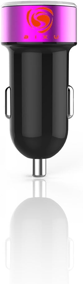Bixu 12-24V Dual USB Port 5V 4.8A USB Car Charger for iPhone 6 Plus/6S/6/5S/5/4S, iPad, Samung Galaxy,Tablets with Free Cable Ties Black+Pink