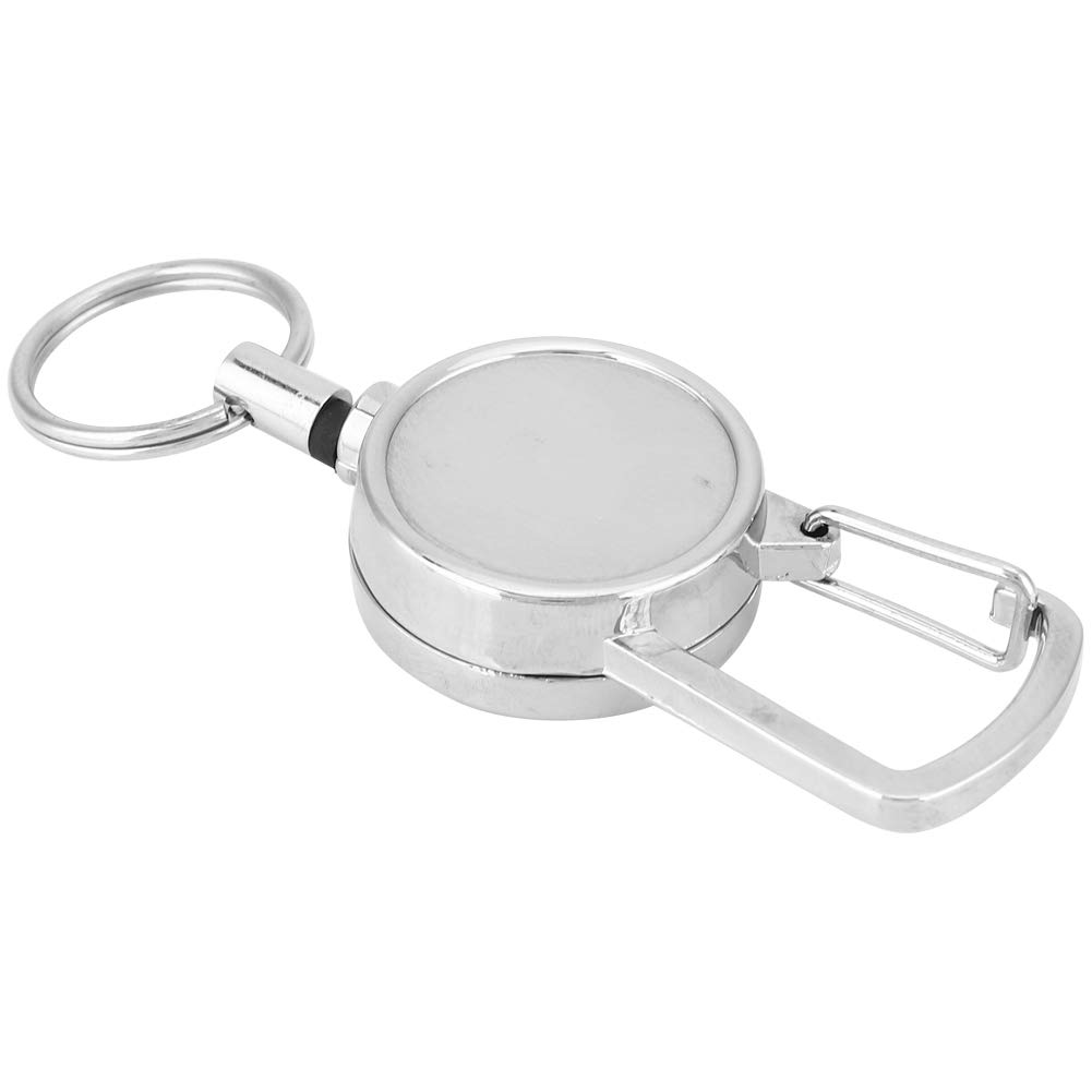 Alomejor Retractable Key Chain Metal 2.5cmx60cm Retractable Key Chain High Resilience Key Chain with Buckle for Outdoor Use and Daily Use