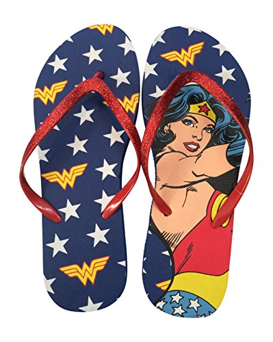 Wonder Woman DC Comics Glitter Flip Flops X-Large (11-12) Blue