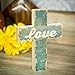 P. Graham Dunn Love Turquoise Distressed Crackled Paint 7 x 5 Wood Wall Art Cross Plaque