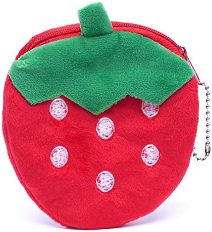 Ellabag Fruits Plush Coin Purse Children Zip Small Change Purse Wallet Women Pouch Money Red Strawberry
