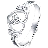 BORUO 925 Sterling Silver Ring Celtic Knot Heart High Polish Tarnish Resistant Eternity Wedding Band Stackable Ring, Benefiting The American Red Cross.