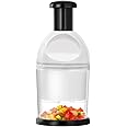 Food Chopper, Hand Chopper Dicer Easy to Clean, Manual Slap Vegetable Chopper Onion Cutter, Garlic Chopper Mincer for Onion, Nut, Tomato, Pepper, Celery, etc, White
