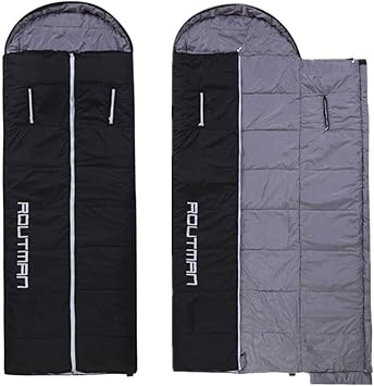 Amazon Routman 寝袋 冬用 軽量 封筒型 高級寝袋 最低 10度 2300g 登山 車中泊 防災用 黒 2300g Routman 寝袋 シュラフ