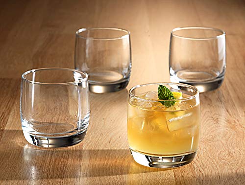 Set of 16 Drinking Glasses, Heavy Base Durable Glass Cups - 8 Highball Glasses (17 oz) and 8 Rocks Glasses (14 oz), 16-piece Glassware Set