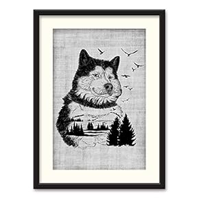 Black Paper Framed Canvas Wall Art for Living Room, Bedroom Beasts Black and White Canvas Prints for Home Decoration Ready to Hanging - 23x31 inches