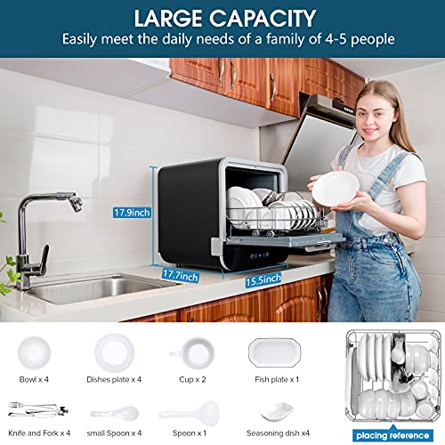 Kwasyo Portable Countertop Dishwasher with Fully Automatic Pumping