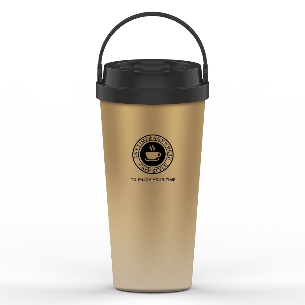 Etzion Sports Water Bottles, Vacuum Insulated Stainesless Steel Water Tumbler, Leakproof Wide Mouth Coffee Bottle for Home, Office and Outdoor Hiking Biking - Gold