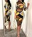 Women Two Piece Outfit - Long Sleeve Floral Crop Top Midi Skirt Set Dress Suit Party Clubwear Yellow M