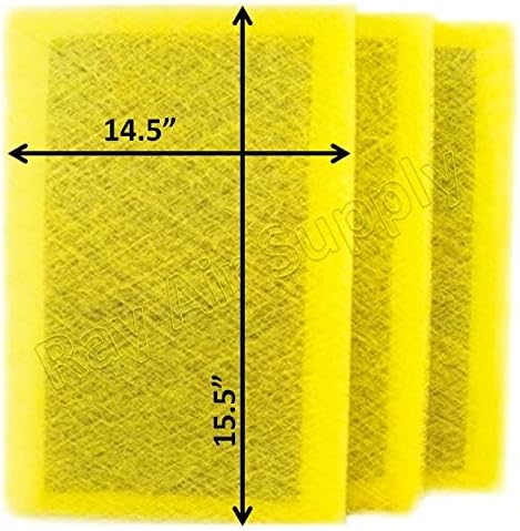 RayAir Supply 16x18 Air Ranger Replacement Filter Pads 16x18 (3 Pack) YELLOW