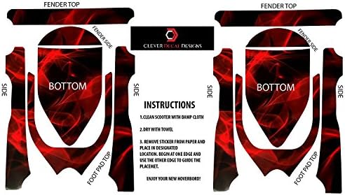 Self Balancing Electric Two Wheel Scooters - Hoverboard Protective Skin Skate Wrap - Balance Scooter Motorized Longboard Stickers Vinyl Decals Real 2 Wheel Protective Cover (Red Smoke)