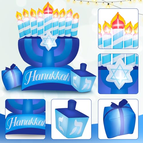 8FT Tall Hanukkah Inflatables Outdoor Decorations, Inflatable Hanukkah