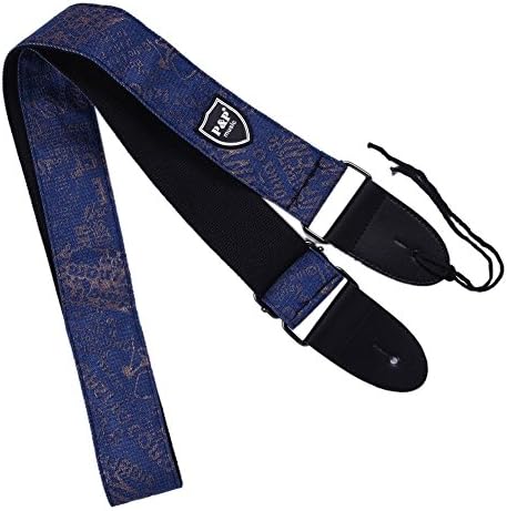 Guitar Strap 2" Alphabet Weave Hootenanny Style Electric Guitar Strap, Acoustic Strap Bass Strap with Tie, Leather Ends, Metal Buckle, Top Grade Material,Best Gift for Guitar Fans