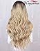K'ryssma Ombre Blonde Lace Front Wig with Dark Roots Long Wavy Ombre Synthetic Wig Glueless Heat Resistant Wigs for Women