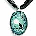 Laura Milnor Iverson Raven Necklace Teal Moon Crow Bird Silhouette Bohemian Handmade Jewelry Art Pendant