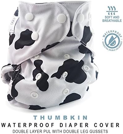 Baby Tooshy Cloth Diaper Covers with DOUBLE Gussets. Waterproof, Adjustable &amp; Reusable. One Size for Prefolds/ Flats/ Inserts. Thumbkin