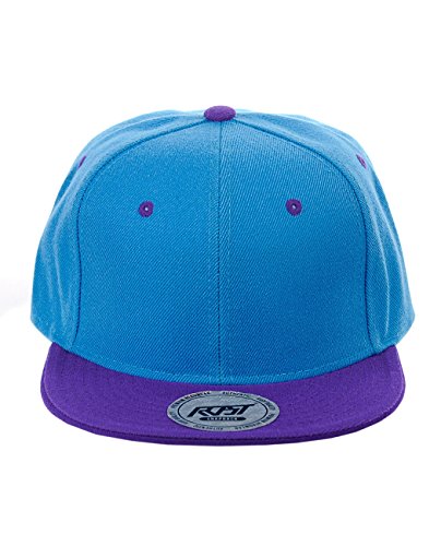 NYFASHION101 Plain Blank Flat Bill Adjustable Snapback Cap Hat - Turquoise/Purple