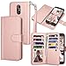 Tekcoo Compatible for LG K20 V/LG K20 Plus/LG Harmony/LG Grace/LG V5 / K10 2017 PU Leather Wallet Case, Luxury ID Credit Card Slots Holder Flip Cover [Detachable Magnetic Hard Case] -Rose Gold