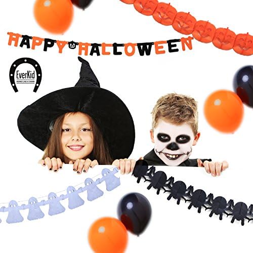 EverKid Happy Halloween Party Decoration Set 1 Banner 3 Garlands 10 Balloons