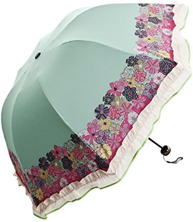memberr Full-blown Flowers Folding UV Black Rubber Umbrella Sunshade