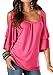 Merryfun Womens Sexy Summer Bat Ruffle Sleeve Cold Shoulder Loose Tunic Tops,Rose L