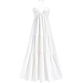 winkbay Women's Tie Backless Tiered Ruffle Dress Sleeveless Flowy Maxi Beach Vacation Dresses
