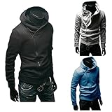 Fashion Men Classic Oblique Zipper Sweater Jacket Casual Cotton Hooded Sweatshirt