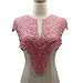 1 Sets (Front/Back) Pink/Red/Black/White Lace Neckline Collar Beautiful Flower Lace Applique Trim, Lace Fabric DIY Sewing Supplies(2Slices) (Pink)