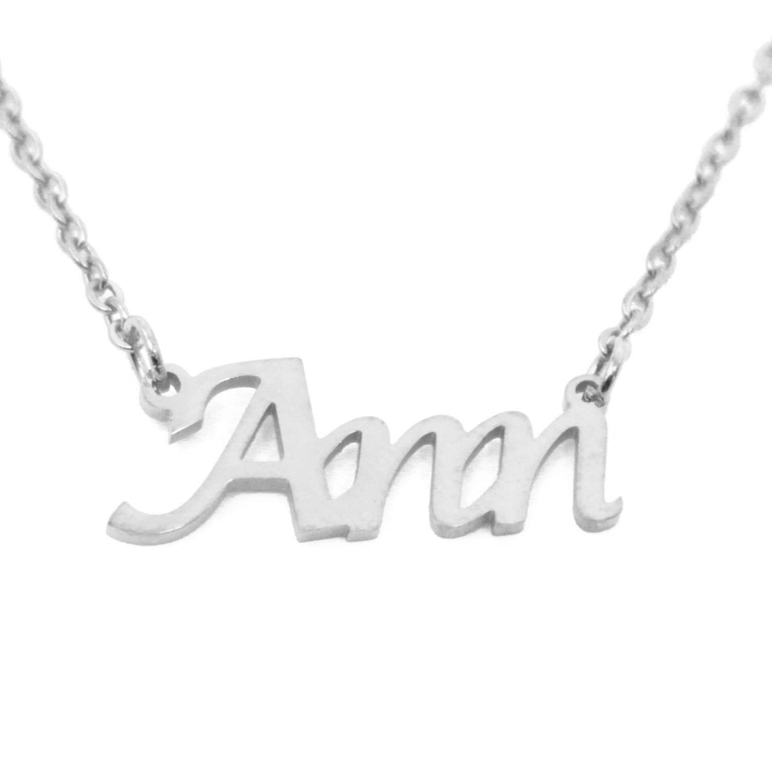 Kigu Name Necklace ANN - Personalised Jewellery - Custom Necklace Silver Tone - Incl Packaging
